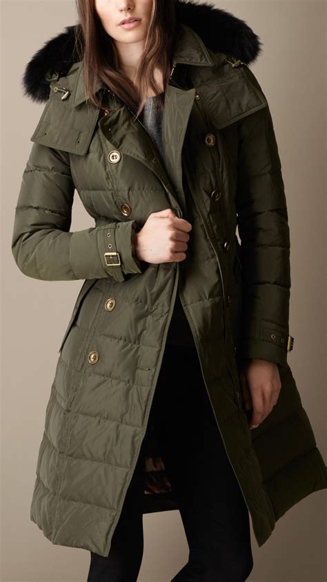 burberry down long coat|burberry women's outerwear.